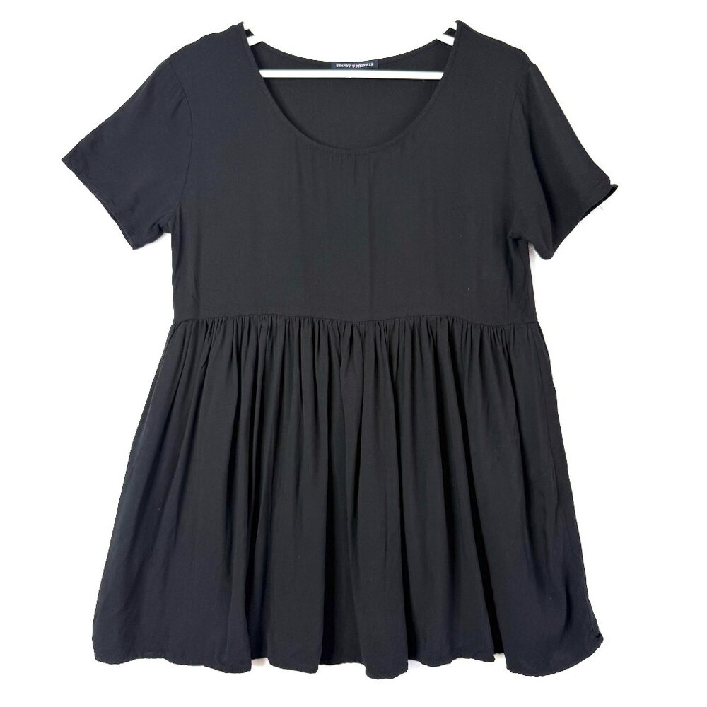Brandy Melville Nicolette Tiered Flowy Baby Doll Mini Dress Womens OS Black